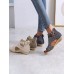 Plus Size Women Back  zip Soft Comfy Breathable Hollow Rhinestone Embellished Flat Sandals