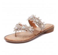 Summer Pearl Flowers Shoes Comfortable Casual Slippers