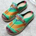SOCOFY Soft Colorful Embroidered Buckle Folkways Backless Flat Shoes
