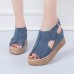 Plus Size Women Casual Buckle Comfy Open Toe Platform Wedges Sandals