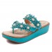 US Szie 5  11 Retro Rhinestone Flowers Soft Slippers Women Summer Shoes