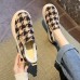 Women Casual Plush Houndstooth Warm lining Skate Shoes