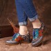 SOCOFY Folkways Stitching Splicing Shoes Genuine Leather Pumps